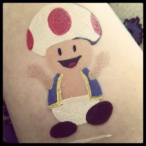 Toad from the supermario universe painted by hellomisshastings Toad Face Paint, Paint Art, Toad, Face Painting, Face Paint, Mario, Canvas Painting, Universe, Art Painting