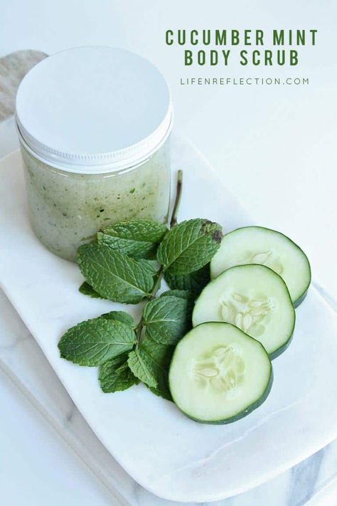 Refreshing, Garden Fresh Cucumber Mint Body Scrub Recipe Mint Body Scrub, Coconut Health, Coconut Oil Body Scrub, Organic Body Scrub, Cucumber On Eyes, Fresh Cucumber, Body Scrub Recipe, Salt Body Scrub, Coffee Body Scrub