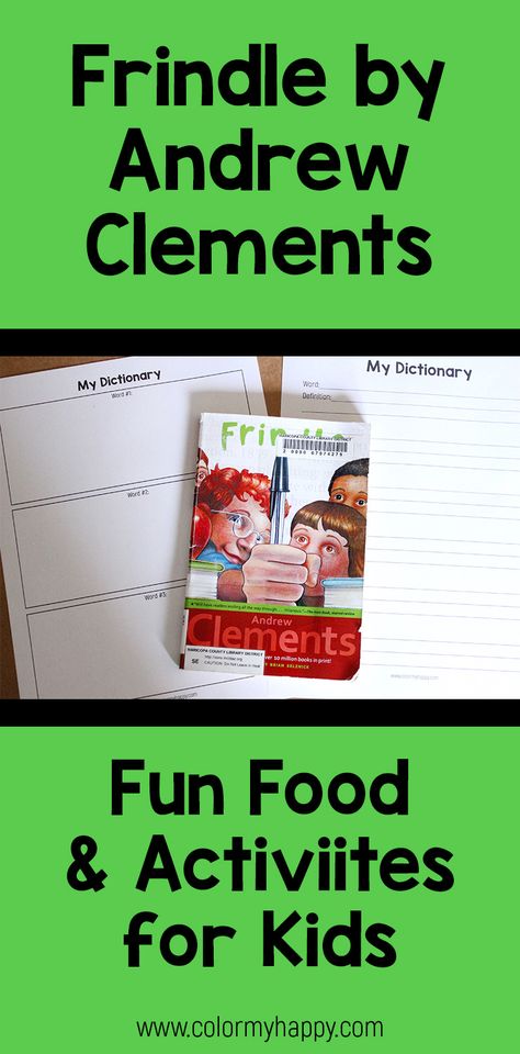 Fun food and activities to do as a family after reading Frindle by Andrew Clements. Frindle Novel Study Free, Frindle Activities Fun, Frindle Book Projects, Frindle Activities, Frindle Book, Frindle Novel Study, Freckle Juice, Book Club Activities, Audio Books For Kids