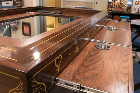 DIY Gaming Table Custom Dnd Table, Wargame Table, Dungeons And Dragons Room, Gaming Table Diy, Game Closet, Gamers Room, Dnd Room, Dnd Table, Board Game Room