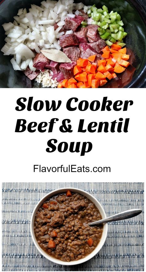 Lentil Crockpot, Beef And Lentil Soup, Beef Lentil Stew, Beef Lentil Soup, Beef And Lentil, Healthy Hearty Soup, Soup Lentil, Piri Piri Sauce, Slow Cooker Lentils