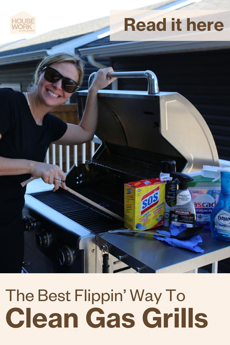 The Best Flippin' Way to Clean Gas Grills Best Way To Clean A Grill, How To Clean Bbq Grill Grates, Best Way To Clean Grill Grates, Gas Grill Cleaning Hacks, Cleaning Gas Grill, How To Clean A Grill, Grill Cleaning Hacks, Clean Gas Grill, Clean Pots And Pans