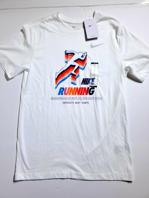 Nike Running Dri-Fit Retro Marathon T Shirt (White/Multi) DD4470-100 Mens Small. Run Club Shirt, Marathon Shirt Design, Marathon Clothing, Nike Poster, Marathon Clothes, Marathon Shirts, Running Team, Nyc Marathon, Shirt Inspiration