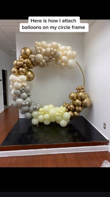 853 Likes, 12 Comments - Liz (@liz_poppin_balloons_llc) on Instagram: "My favorite design by far has to be the Circle frame! What has been the easy way for you to attac..." Round Circle Backdrop With Balloons, Circle Balloon Stand Ideas, Balloon Circle Stand, Ballon Circle Stand Diy, Balloon Arch On Circle Stand, Diy Balloon Circle Arch, How To Put Balloons On Circle Arch, Balloon Garland On Circle Arch, Diy Round Balloon Arch