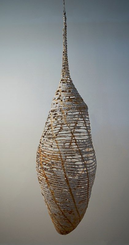 Hanna Vogel, Was, Might Be, Iron wire, abaca paper pulp, pigment, naturally occurring rust, 2016 Wire Fabric Sculpture, Cocoon Art Installation, Textile Sculpture Installation, Net Sculpture, Wire Mesh Sculpture, Metamorphosis Art, Camo Wallpaper, Futuristic Aesthetic, Conceptual Drawing