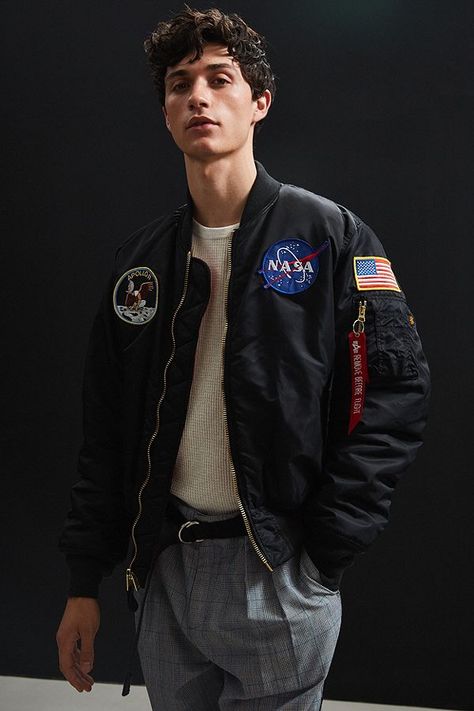 Nasa Jacket, Nasa Clothes, Jacob Bixenman, Slim Joggers, Suits Men Business, Street Fashion Men Streetwear, Troye Sivan, Closet Fashion, Mens Casual Outfits