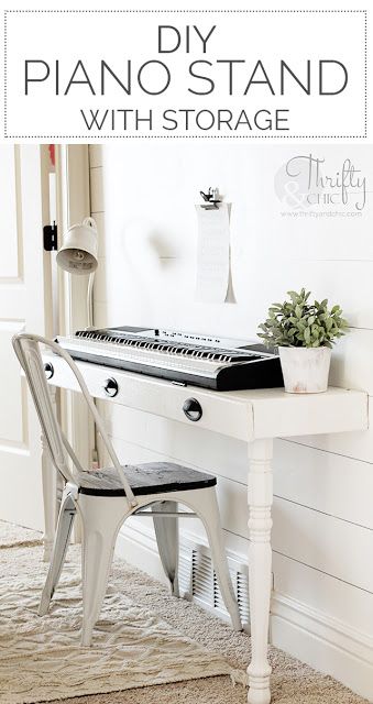 DIY piano stand. Built in piano stand tutorial. How to make a piano stand. DIY built in work station. DIY built in desk. DIY console table. Long hallway ideas. DIY storage desk tutorial. Diy Piano Stand Ideas, Piano Stand Diy, Piano Keyboard Desk, Built In Desk Diy, Diy Keyboard Stand, Piano Storage, Sunroom Idea, Console Table Long, Long Hallway Ideas