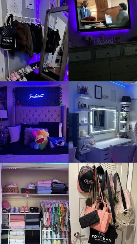 Baddie Room Ideas Aesthetic Black, Baddie Bedroom Ideas Black, Bedroom Decor Black Women, Kaws Bedroom Decor, Redecorate Bedroom Ideas, Dope Rooms Bedrooms, Baddie Bedroom Ideas For Small Rooms, Apartment Set Up Ideas, Content Creator Room Ideas