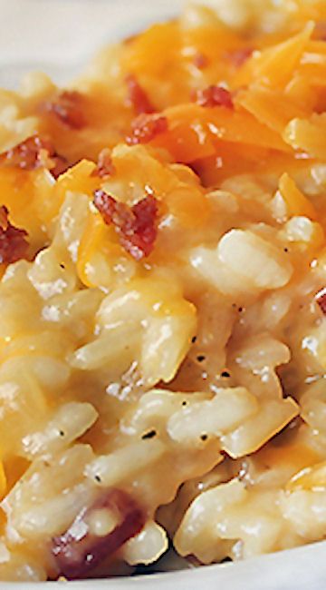 Bacon And Rice Recipes, Cheddar Risotto, Rice Recipes Side, Bacon Risotto, Risotto Recipes Easy, Rice Meals, Risotto Dishes, Rice Side Dish Recipes, Rice Side Dishes