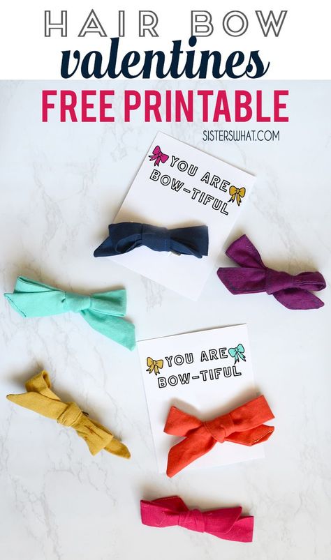 hair bow valentine free printable for little girls #valentine #nonfoodvalentine #girlvalentine Bow Valentines, Bubble Valentines, Valentine History, Beard Care Kit, San Valentine, Daycare Ideas, Girls Valentines, Gifts For Boss, Fabric Bows