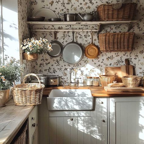 Organic French Country, French Country Eat In Kitchen, Vintage French Kitchen Country Style, Cottage Kitchens Small French Country, French Country Kitchen Design Ideas, Old Fashion Kitchen Ideas, Simple Cottage Kitchen, French Decor Kitchen, English Country Interior Design