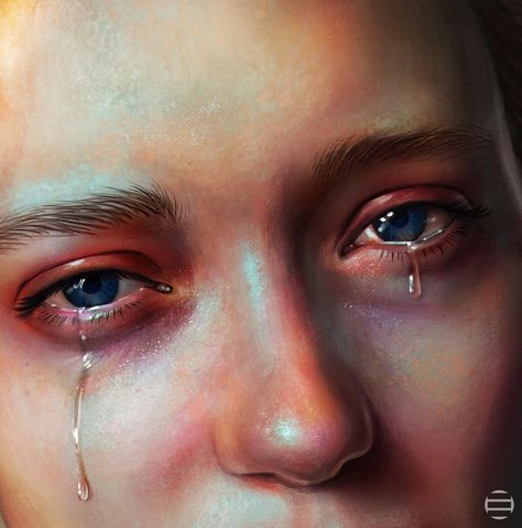 Painting Tears Tutorial, Angry Tears Reference, Tears In Eyes Reference Drawing, How To Paint Tears, How To Draw Tears In Eyes, Crying Eye Painting, Tears Draw Reference, Tear Reference, Unsweetened Lemonade