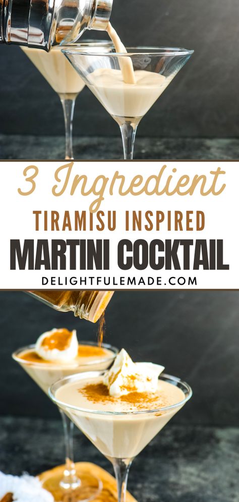 Indulge in the decadent flavor combination of coffee and creamy liqueurs, reminiscent of the classic dessert. Enjoy sipping on this velvety-smooth cocktail, with each sip delivering a perfect balance of sweetness and sophistication. Whether you're hosting a dinner party or simply treating yourself to a nightcap, this Tiramisu Cocktail is sure to impress. Tiramisu Cocktail Recipe, Tiramisu Drink Recipe, Tiramisu Coffee Drink, Tiramisu Drink, Martini With Kahlua, Tiramisu Cocktail, Blended Drink Recipes, Tiramisu Martini, Rum Chata