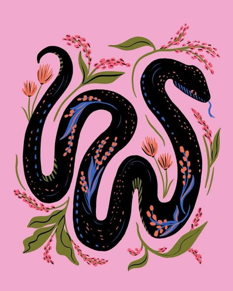 All posts • Instagram Snake Doodle, Cny Design, Mail Inspiration, Snake Painting, Snake Illustration, Pretty Snakes, Tara Reed, Snake Drawing, Abstract Animal Art