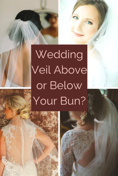 Alisha Jemelian How To Wear A Wedding Veil with a Low Updo  So you are slowly but surely getting all the wedding details taken care of – you have the dress, the elegant veil, and the classy jewelry + shoes. Now, it is time to put everything together! However, one detail that many of my brides forget to think about is HOW and WHERE they are going to wear their veil on their head. The ideal time to talk about this is with your professional hairstylist at your trail hair run or consultation. If you Veil Hair Updo Brides, Bridal Veil Under Bun, Veil Placement Updo Low Buns, Blusher Veil Updo, Bridal Veils And Headpieces Tiara, Elegant Low Bun Wedding With Veil, Wedding Hair Low Updo With Veil, Bridal Wedding Hair Down With Veil, How To Wear Veil Updo