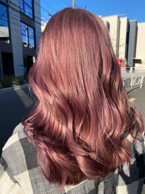 Pink Hair Dye Over Brown Hair, Dusk Pink Hair, Red Pink Brown Hair, Rose Pink Brown Hair, Maroon Pink Hair, Pink Dye On Brown Hair, Pink Dye On Brown Hair No Bleach, Dark Dusty Pink Hair, Brown Pink Hair Color