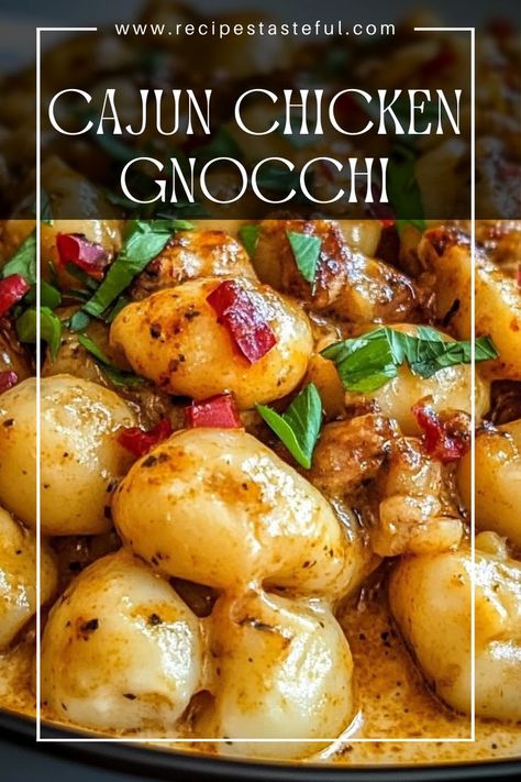 A flavorful and comforting dish that combines tender chicken, creamy sauce, and soft gnocchi, perfectly seasoned with Cajun spices for a deliciously satisfying meal. How To Cook Gnocchi, Chicken Gnocchi, Cajun Chicken, Chicken Spices, Tender Chicken, Cajun Seasoning, Creamy Sauce, Chicken Tenders, Satisfying Food