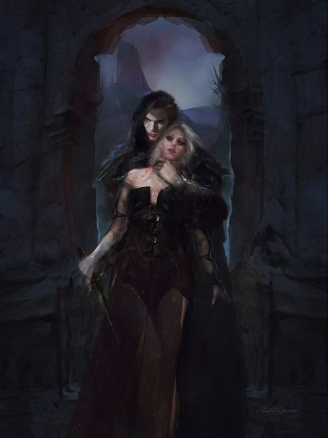 Fantasy Romance Art, Fantasy Couples, Vampire Art, Romance Art, Hades And Persephone, Dark Art Illustrations, Fantasy Novel, Fantasy Aesthetic, Couples Goals