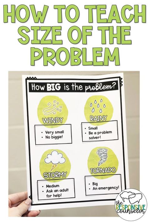 Solution Focused School Counseling, Counseling Lessons For Elementary, Sel Lessons Elementary, Sel Activities For Elementary School, Meet The Counselor, Size Of The Problem, Sel Activities, School Counseling Lessons, Social Emotional Activities