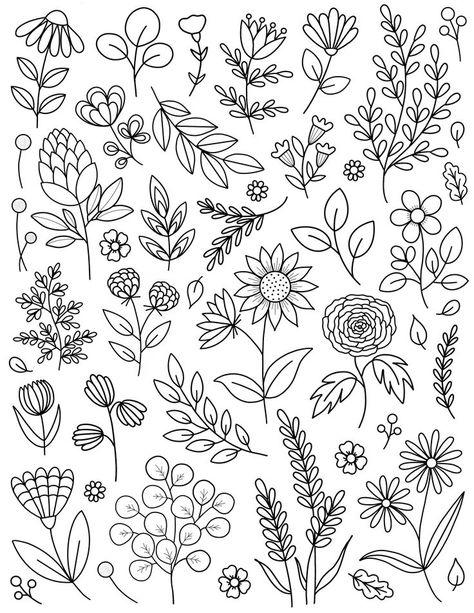 Plants Drawing, Doodle Art Flowers, Flower Drawing Tutorials, Floral Doodle, Illustration Botanique, Floral Drawing, 자수 디자인, Doodle Art Designs, Bullet Journal Doodles