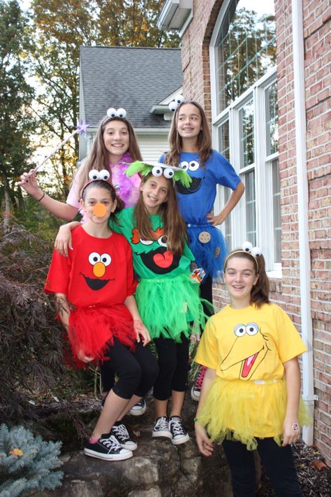 Abby From Sesame Street Halloween Costume, Sesame Street Halloween Costumes Group, Sesame Street Group Costumes, Sesame Street Costume Group, Sesame Street Costume, Sesame Street Halloween Costumes, Sesame Street Dress, Elmo Costume, Twin Outfit