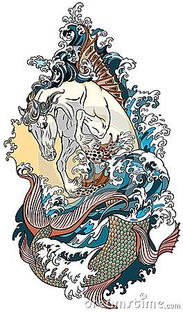 Seahorse Tattoo, Seahorse Art, Tattoo Vector, Fantasy Horses, Horse Tattoo, Architecture Tattoo, Sea Horse, Mythological Creatures, Black And White Illustration