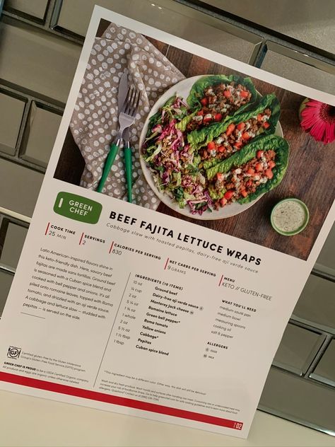 Green Chef Meals, Green Chef Recipe Cards, Green Chef Recipes, Red Cabbage Slaw, Verde Sauce, Beef Fajitas, Green Chef, Fresh Meals, Hello Fresh Recipes