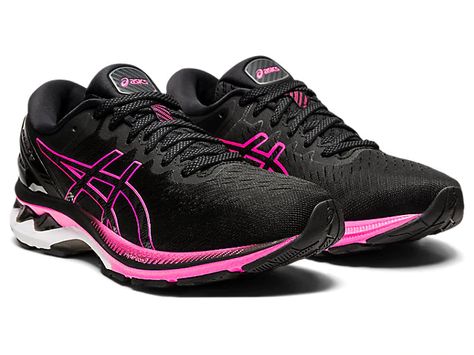 Women's GEL-KAYANO 27 | Black/Pink Glo | Running Shoes | ASICS Am Workout, Best Volleyball Shoes, Asics Gel Kayano, Gel Kayano, Asics Running Shoes, Sports Trainers, Volleyball Shoes, Asics Shoes, Women's Running Shoes