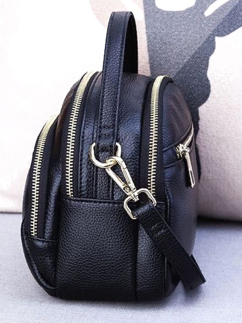 Olivia Mark - Minimalist Multi-pocket Dome Bag - Women Satchels Color: Black,Strap Type: Adjustable,Strap Type: Top Handle,Pattern Type: Plain,Style: Fashionable,Bag Size: Small,Quantity: 1 piece,Type: Dome Bag,Coating: 100% Polyurethane,Composition: 100% Polyurethane,Material: PU Leather attr_name: , Bag Width: 3.1 in Business Casual Minimalist, Dome Bag, Bags For Teens, Plain Style, Bags Aesthetic, Side Bags, Small Purse, Womens Crossbody Bag, Bag Women