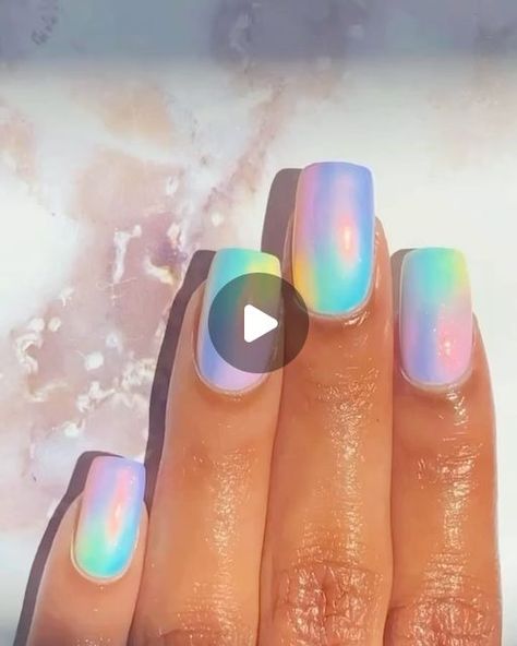 Opal Nails Acrylic Almond, Opal Nail Art Designs, Opal Blue Nails, Short Opal Acrylic Nails, Opal Nails Tutorial, Spring Nails Easy, Opi Mod About You, Nail Inspo Trendy, Opal Nails