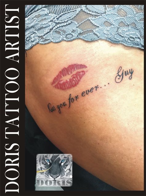 kiss tattoo Kiss Tattoo, Kiss Tattoos, Tattooed Teacher, Kiss Me, Infinity Tattoo, Tattoos For Guys, Tattoo Artists, Kiss, Tattoos