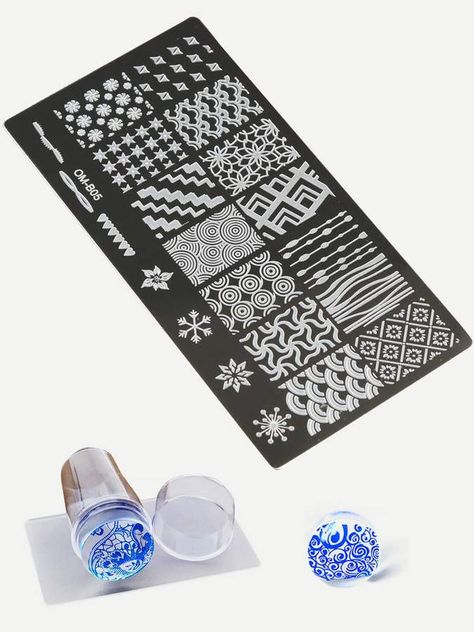 SheinShein Nail Art Stamping Scraper Plate Tool Set 3pack Types Of Manicures, Christmas Manicure, Nail Art Stamping, Latest Nail Art, Manicure Y Pedicure, My Nails, Nail Stamping, Nail Art Tools, Art Model