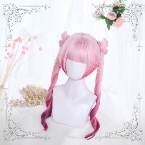 Pastel Wig, Hairstyles Anime, Undercut Designs, Kawaii Wigs, Double Ponytail, Buku Harry Potter, Anime Wigs, Cosplay Hair, Kawaii Hairstyles