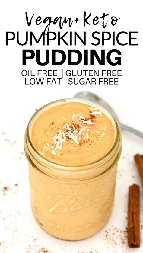 This Vegan Pumpkin Spice Pudding is totally delicious, but super healthy for you! It is rich and creamy and perfectly sweet. It's low-carb, keto, vegan, gluten-free, low-calorie, and contains no added sugar. Pumpkin Spice Pudding, Pumpkin Food, Vegan Pudding, Vegan Pumpkin Spice, Pumpkin Pudding, Keto Vegan, Low Carb Vegan, Gluten Free Sugar Free, Pudding Desserts