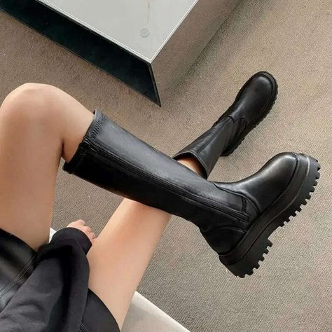 🔥 Step up your winter fashion game with our latest collection of Women Combat Winter Heels! 💪 These quality long thigh high boots are a must-have for every fashion-forward girl. 👢 Don't miss out on the trendy zipper knee high boots, available in size 40 for the ultimate fit. 😍 Get yours now and slay the cold season in style! ❄️ #winterfashion #womenshoes #combatboots #thighhighboots #kneehighboots #qualityfootwear Fleece Boots, Platform Combat Boots, Fall Winter Shoes, Thigh High Heels, Women's Motorcycle Boots, Winter Heels, Botas Chelsea, Ankle Socks Women, Chunky Heel Pumps