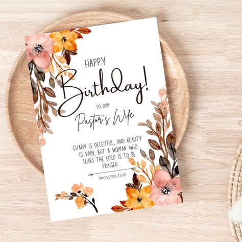 Christian Birthday Wishes, Christian Birthday Cards, Pastor's Wife, Christian Birthday, Pastors Wife, Bible Verse Cards, Printable Envelope, Verses For Cards, Dessert Cake