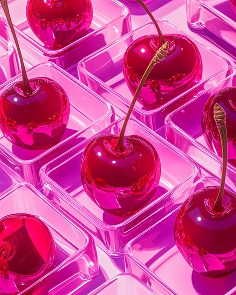 REMINDER: You're the cherry on top 🍒 Find some of these cherries as wallpapers in my Etsy shop. Link in bio 🩷✨ #Cherry #Cherries #IridescentAIArt #Iridescent #Glitter Cherry Aesthetics, Cherry Photography, Ipad Pro Wallpaper, Nightclub Design, Crystal Vibes, Christian Backgrounds, Paris Wallpaper, Pink Chrome