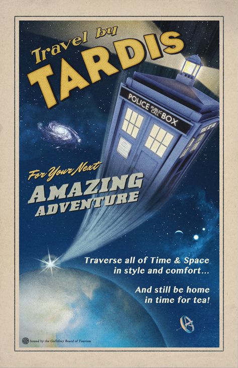 Travel by TARDIS Vintage-Style Doctor Who Poster $20 Doctor Who Poster, Doctor Who Art, Doctor Who Tardis, Wibbly Wobbly Timey Wimey Stuff, Torchwood, Time And Space, Timey Wimey Stuff, Time Lords, Matt Smith