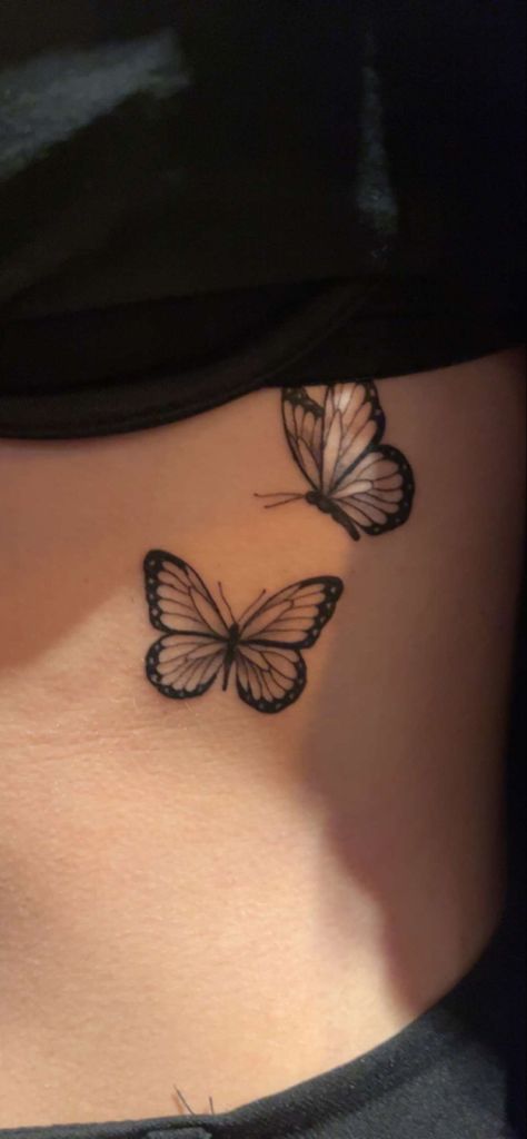 Butterfly Tattoo For Black Women, Tattoo Ideas Female Small Butterfly, Butterfly Tattoo On Hip For Women, Butterfly Tattoo Meaningful, Butterfly On Back Tattoo, Butterfly Tattoo Over Scar, Butterfly Tattoo Waist, Rib Butterfly Tattoo, Butterfly Tattoo On Ribs