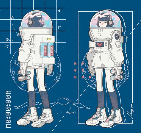 SpacesuitMy illustration is fiction, so please look at the reality if you want a realistic expression. Astronaut Illustration, Space Character, Astronaut Art, Model Sheet, 캐릭터 드로잉, Space Suit, 영감을 주는 캐릭터, Illustration Character Design, In Space