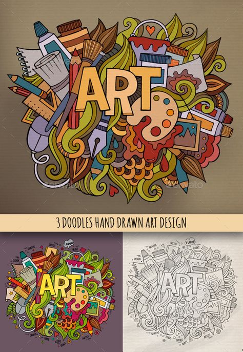 Lettering Words Art, Index Design For Art File, Art Related Doodles, Doodle For Wall, Doodle Art Color, Art Background Ideas, Arts Doodle, Doodle Art Name, Doodles Design