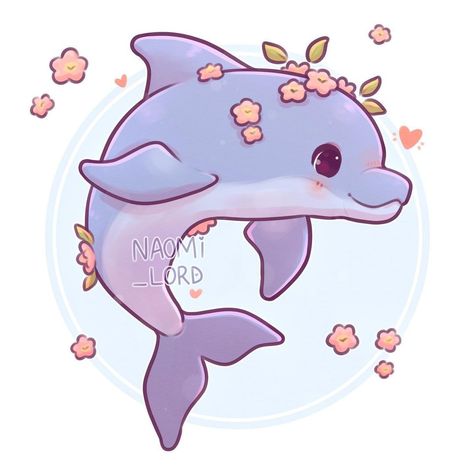 Cute Dolphin Drawing Kawaii, Naomi Lord Art, Naomi Lord, Dolphin Drawing, Cartoon Dolphin, Baby Animal Drawings, Dolphin Art, Cute Kawaii Animals, A Dolphin