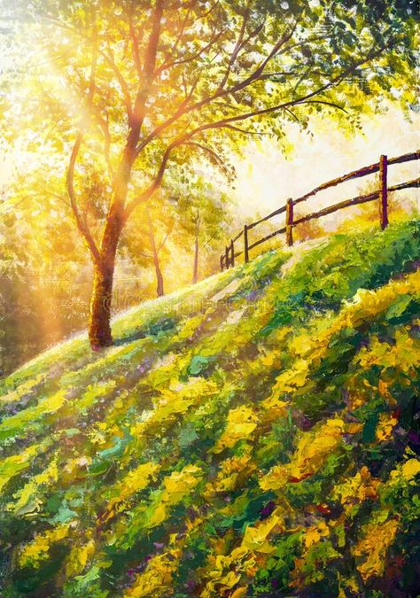 Background Oil Painting, Majestic Landscape, Paint Trends, Landscape Acrylic, Summer Trees, Grasses Landscaping, Autumn Illustration, Summer Painting, Nature Background