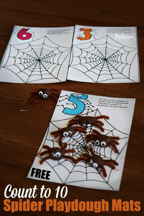 Spider Playdough, Spider Preschool, Preschool Playdough, Counting Activities For Preschoolers, Spider Activities, Counting Clip Cards, Preschool Counting, Preschool Play, Halloween Science