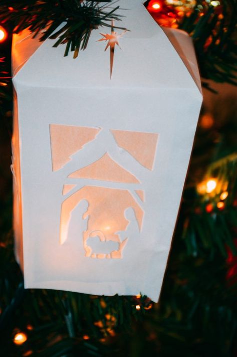 Printable DIY Nativity Paper Lantern – Miniature Masterminds Nativity Lantern Diy, Nativity Cricut Projects, Big Lantern Decor Ideas, Nativity Silhouette Printable, Paper Lanterns Decorations, Nativity Lantern, Paper Nativity, Christmas Lanterns Diy, Diy Christmas Lantern