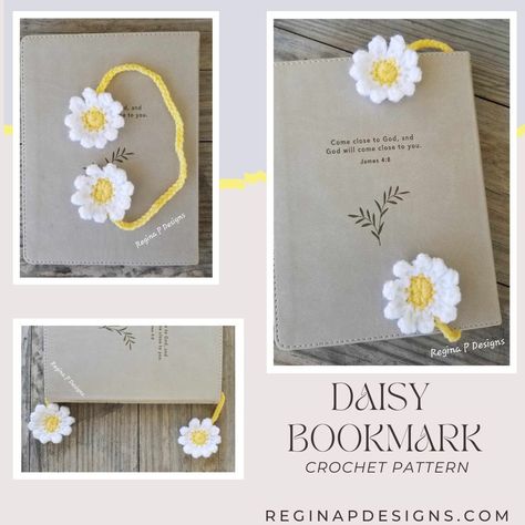 Daisy Bookmark Crochet Pattern Daisy Bookmark, Bookmark Crochet Pattern, Crochet Bookmarks Free Patterns, Bookmark Crochet, Bookmark Pattern, Photo Pattern, Flower Bookmark, Crochet Daisy, Crochet Bookmarks