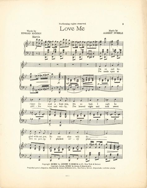 Wings of Whimsy: Love Me - 1914 Sheet Music Notes - free for personal use Free Printable Sheet Music, Diy Journals, Free Vintage Printables, Music Writing, Music Paper, 100 Years Ago, Vintage Sheet Music, Printable Sheet Music, Sheet Music Notes