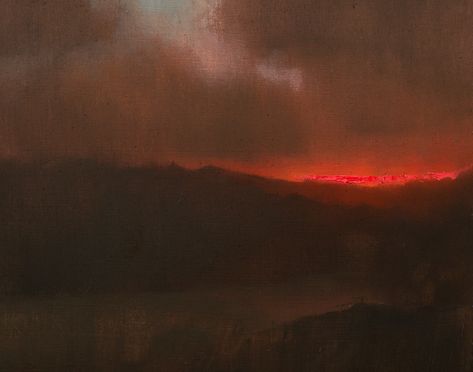 Devin Michael Roberts Paintings Art Landscape Sunset Painting Sublime Landscape Painting, Dark Sunset Painting, Sublime Painting, Landscape Sunset Painting, Red Abstract Art, Michael Roberts, Dark Landscape, Last Breath, Sunset Light