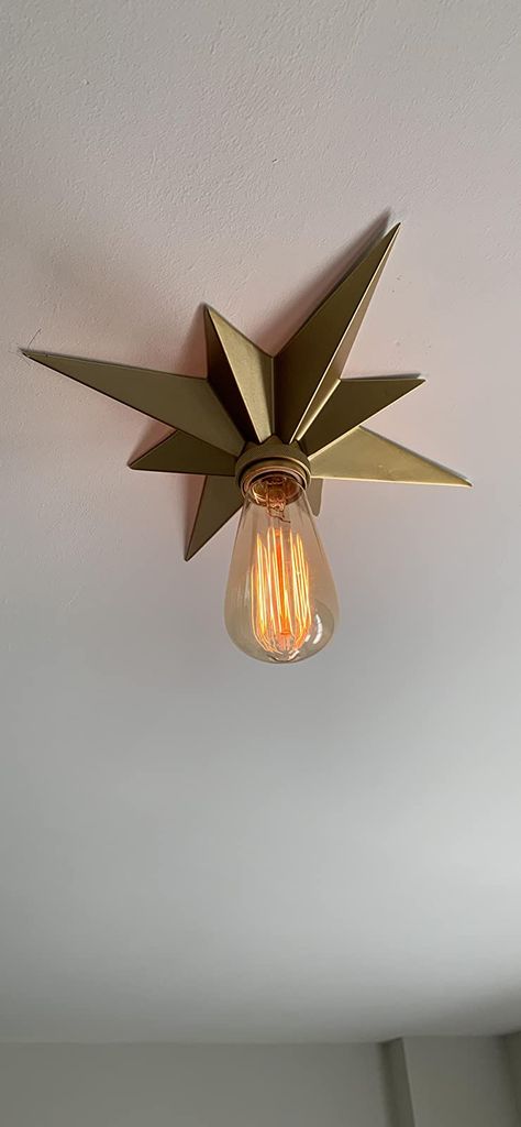 VILUXY Flush Mount Ceiling Light, Brass Star Light Fixtures Ceiling for Hallway, Entryway, Study Room, Bedroom - - AmazonSmile Star Light Fixture, Star Ceiling Light, Light Fixtures Ceiling, Room View, Star Ceiling, Hallway Entryway, Project Board, Star Light, Seeded Glass