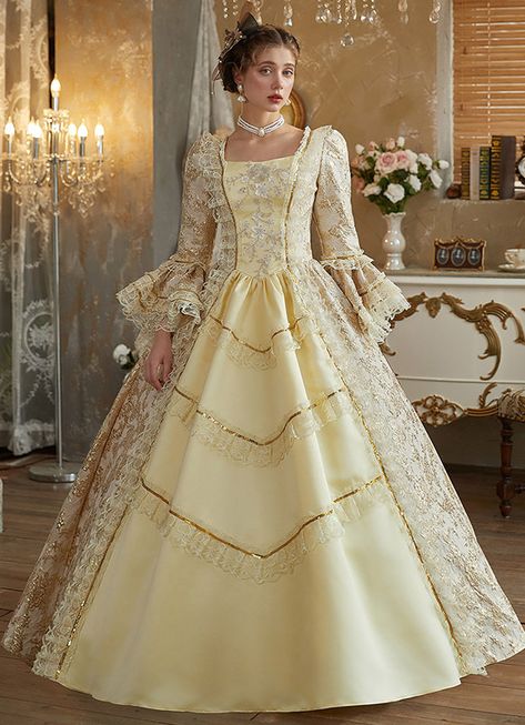 Versailles Makeup Ball Gold Dresses Carnival Vintage Victorian Dresses House Of Worth 1890s Evening Gowns, 1800s Outfits, Ball Gowns Victorian, Carnival Vintage, Masquerade Party Dresses, Victorian Princess, Dress Types, Fantasy Ball, Carnival Masquerade